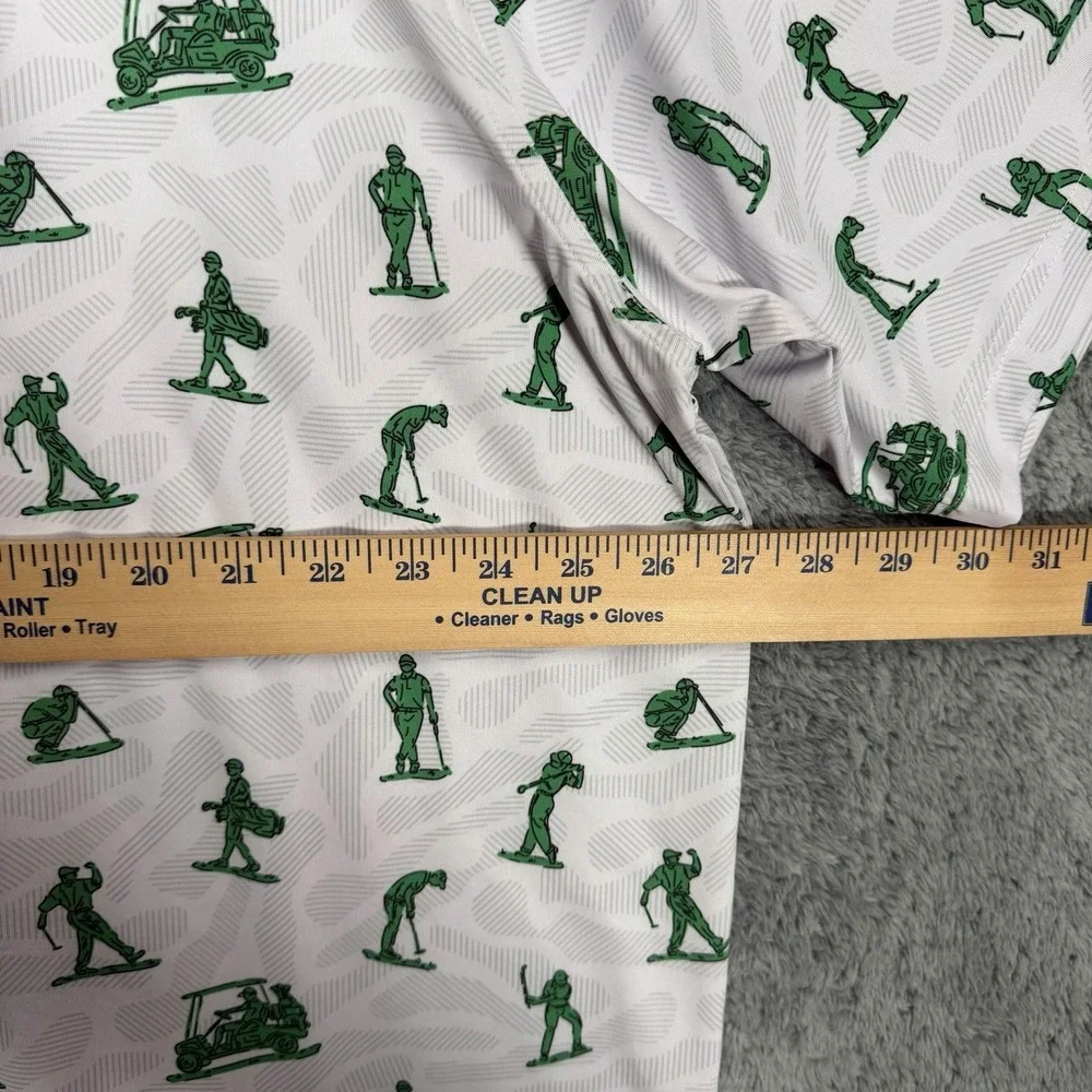Waggle Polo Shirt Mens 3XL White Green Toy Golfers Army Men Performance Stretch - Picture 5 of 7